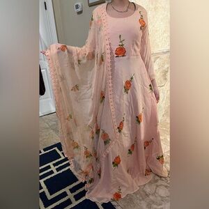 Elegant Floral Peach Dress